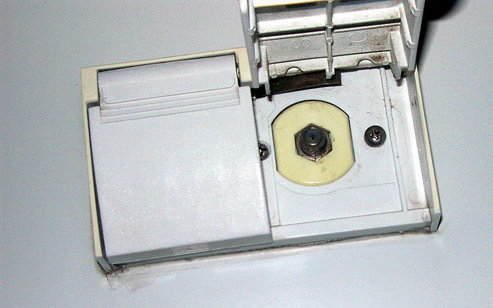 View of the Cable TV Connection with the cover lid held open
