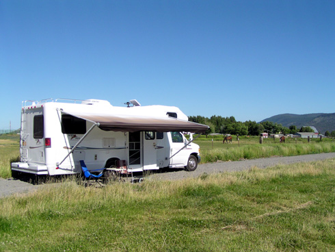 Born Free Parked at our Peakaboo Shasta Ranch homesite.