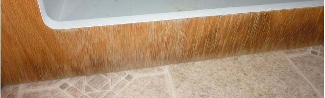 example of water stained wood in shower area of a BF RSB