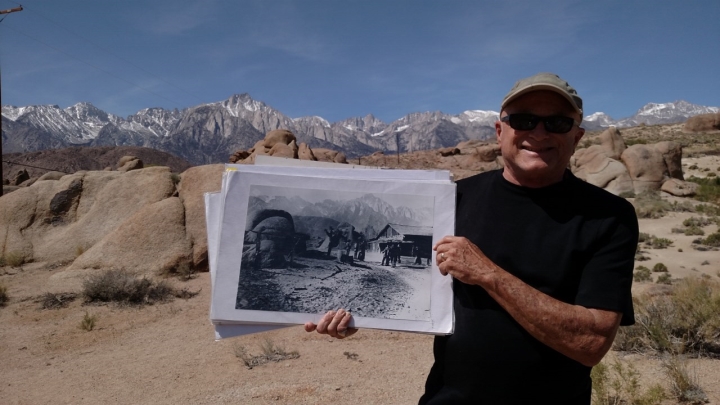 Inyo County Film Commissioner showing us locations of movie scenes in the Alabama Hills.jpg