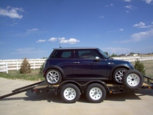 Mini Cooper 'S' on car hauler (4,500 lbs total weight)