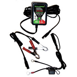 A more complete picture of the Battery Minder with its supplied hookup cables